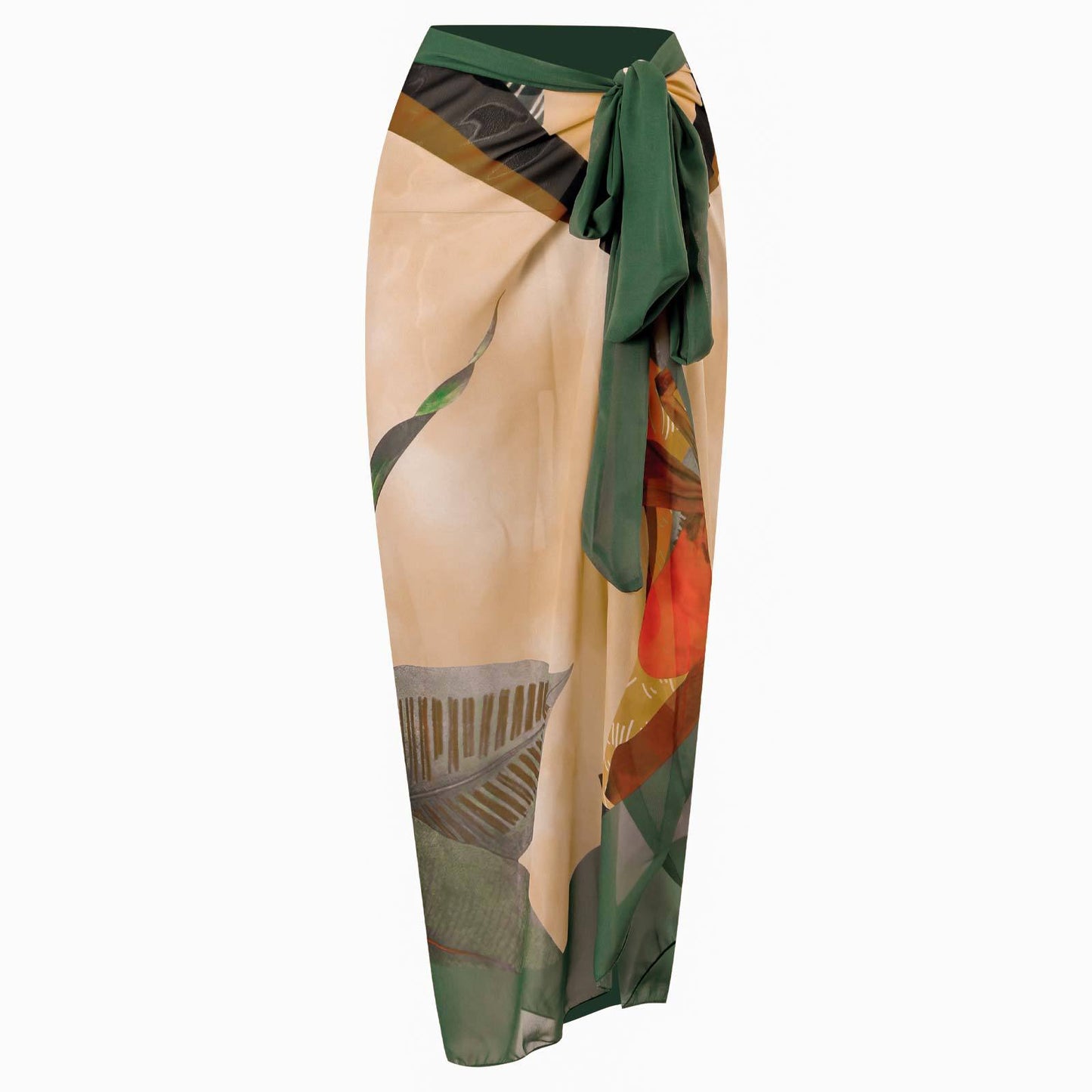 Women's beach ditsy flower one piece swimwear with sarong/cover up