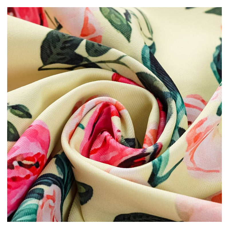 Women's vacation flower neon green one piece swimwear with sarong/cover up