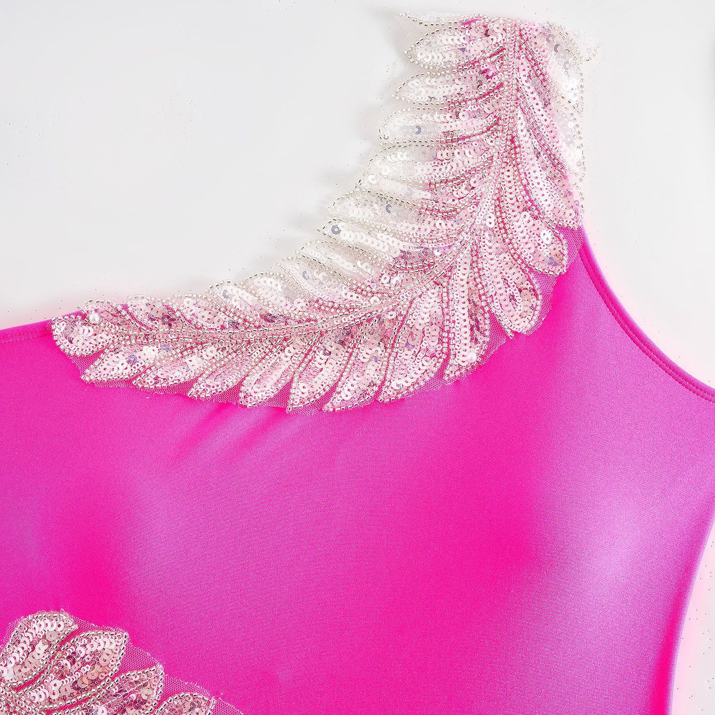 Women's solid baby pink color with golden feather one piece swimwear with skirt