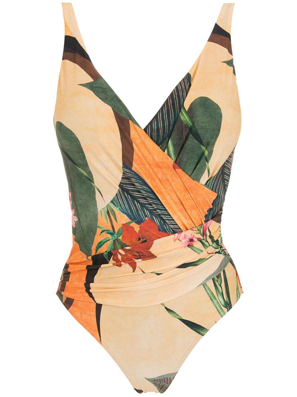 Women's beach ditsy flower one piece swimwear with sarong/cover up