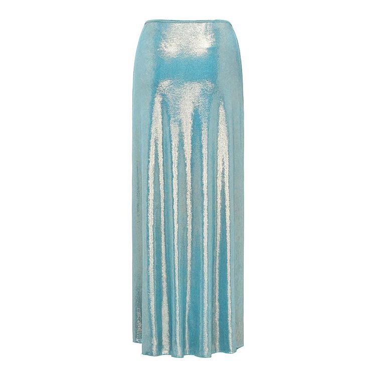 Women's glam luxurious sky blue shine vacation sparkly ruched one piece party swimwear with skirt